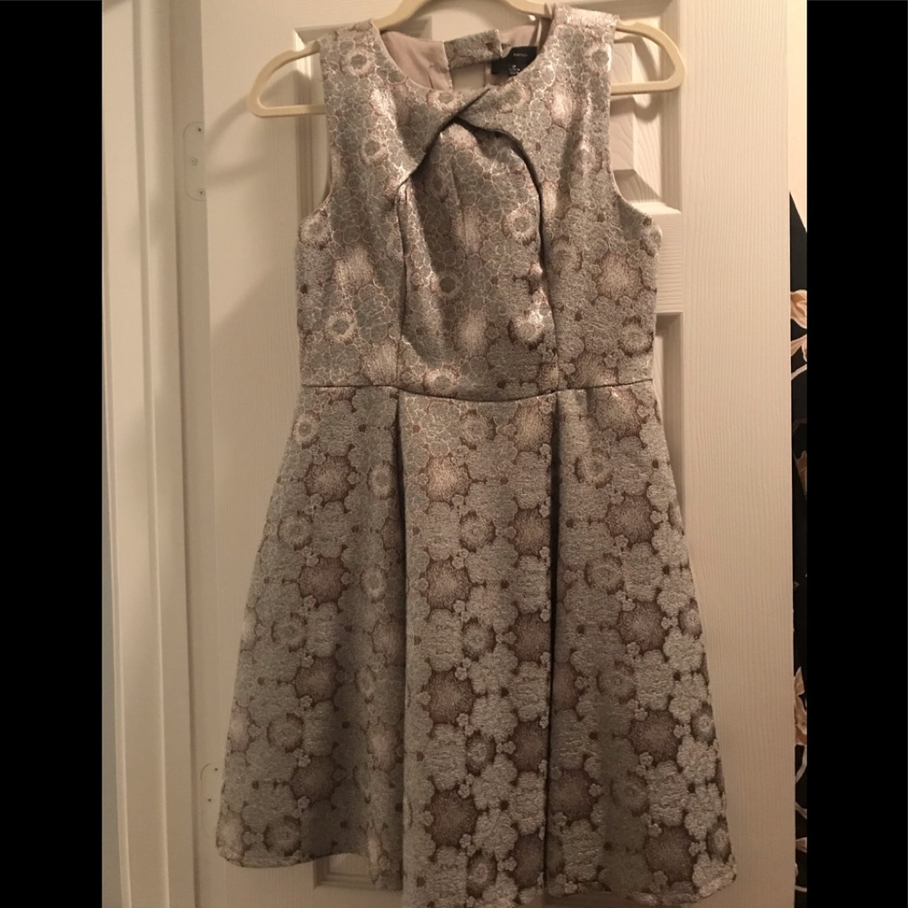 Beautiful blue & brown flare and flattering dress